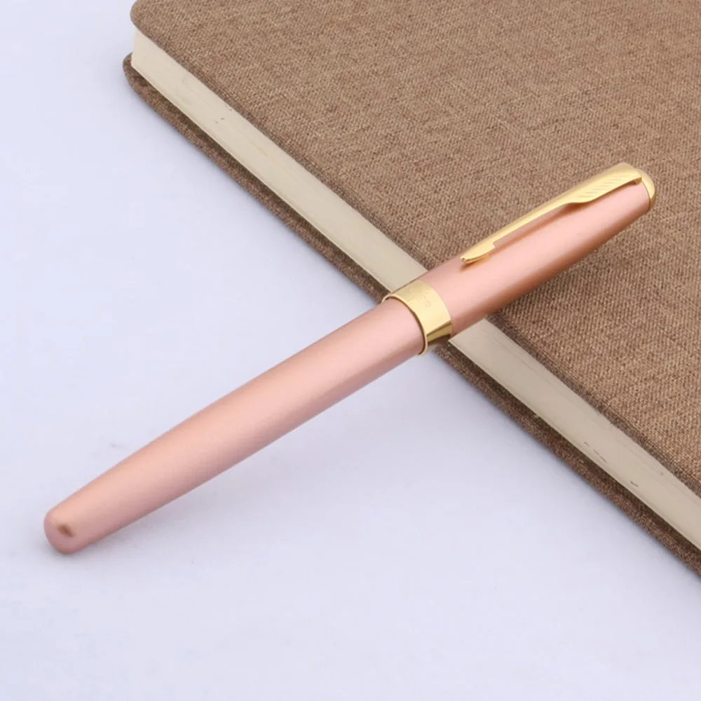 Ручка перьевая металлическая с розовым и золотым наконечником 388|blue fountain pen|fountain