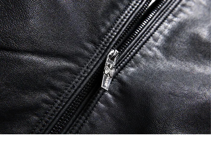 VROKINO Brand Men's Fashion Motorcycle Jacket Casual Stand Collar Men's Black Blue PU Long Sleeve Coat Large Size M-4XL