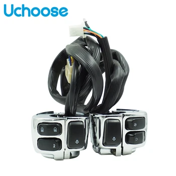 

2Pcs Chrome Motorcycle Handlebar Control Switch With Wiring Harness Headlight Turn Signal Horn Button Switch 1"25mm