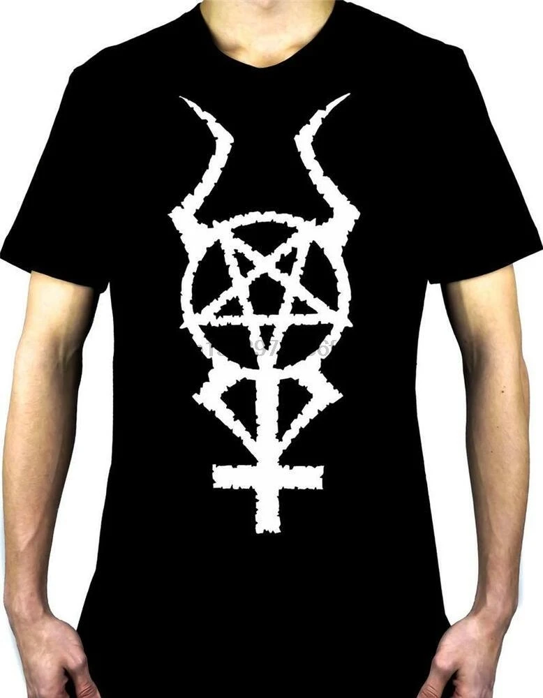 Horned Pentacross Мужская футболка оккультная с изображением перевернутой пентаграммы