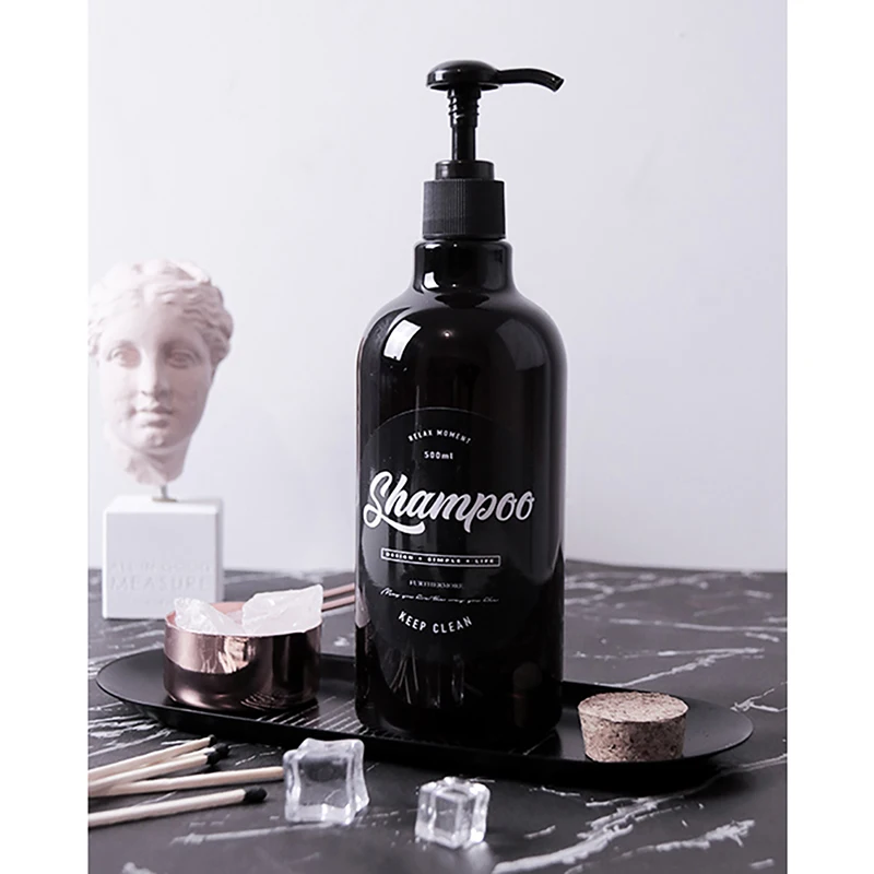 Nordic PET Soap Bottle soap dispenser refillable bottle shampoo dispenser soap dispenser bottle refillable plastic bottles plastic lotion bottle 500ml Bathroom Shower Gel Refillable Bottles Shampoo Wash Hair Conditioner Lotions Press Dispenser Brown