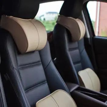 

Car Neck Pillow Artificial Leather Memory Cotton Auto Head Neck Rest Pillow Seat Car Headrest Cushion Support Car Accessories