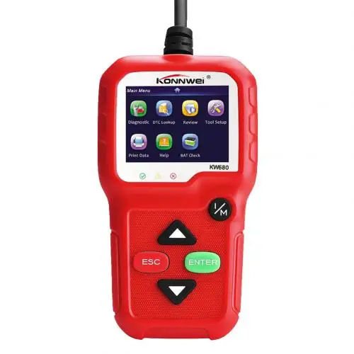 Red KW680 OBDII Diagnostic Scanner Auto Car Engine Fault Code Reader EOBD Scan Tool - Color: Red