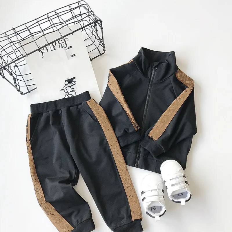 

baby boy and Girl's spring cotton suit kids Simple black Casual Set