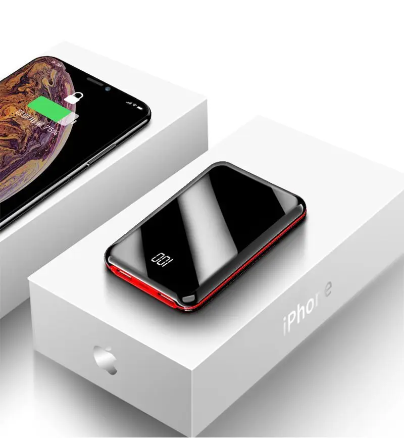 Красный Mi ni power Bank 30000 мАч для iPhone 8 Xs Xiaomi mi power bank Pover Bank зарядное устройство 2 usb порта Внешняя батарея Poverbank портативный - Цвет: Красный