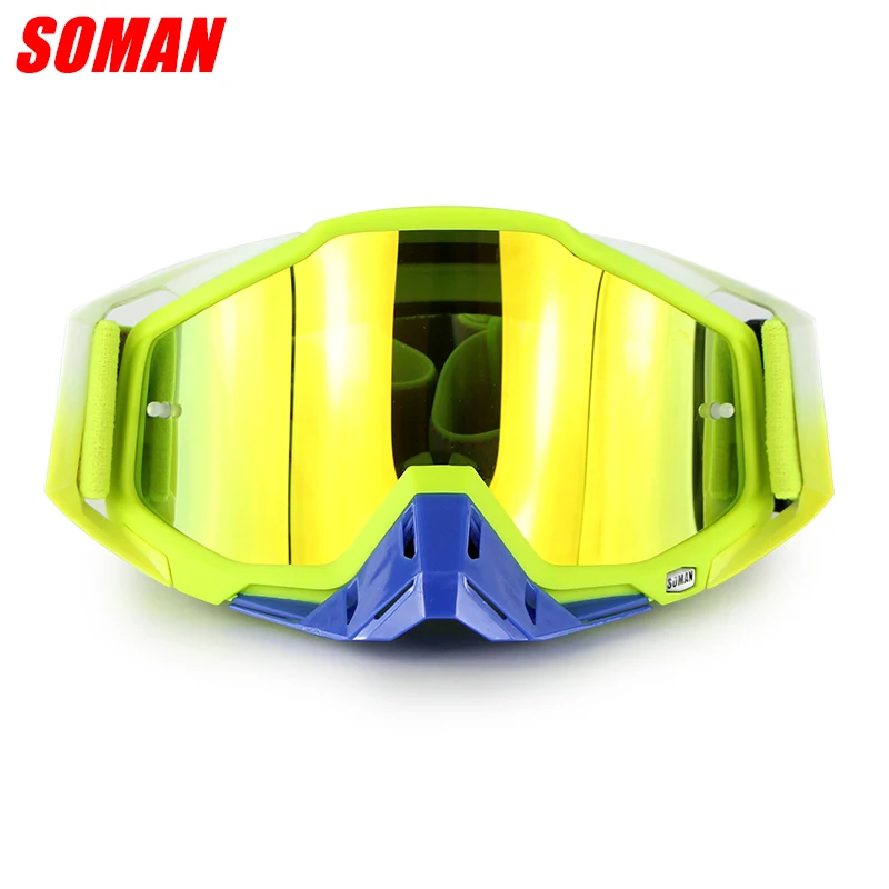 SM11 мотоциклетные очки для мотокросса с УФ-защитой ATV Gafas внедорожные грязевые очки пылезащитные гоночные очки es анти ветер Brillen стекло - Color: Bright Green