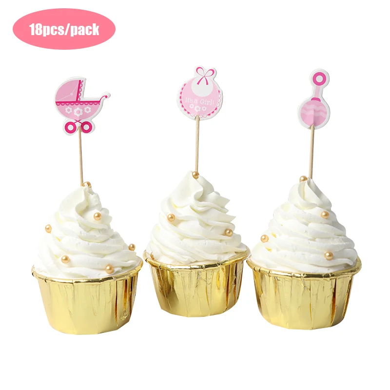 LINVIERLOVE Baby Shower декор столовая посуда для детей бумажная тарелка на день рождения чашка Праздничная скатерть для будущей мамы Пол раскрыть вечерние поставки - Цвет: Pink 18pcs