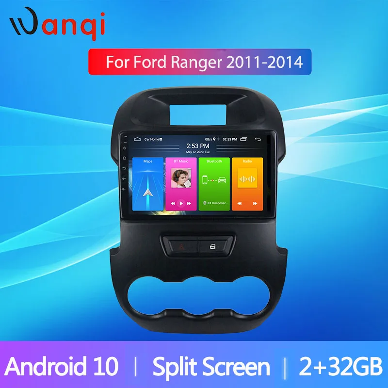 Wanqi раздельный экран PIP аудио Автомагнитола для Ford Ranger Xlt 2011-2014 9 дюймов Android10.0