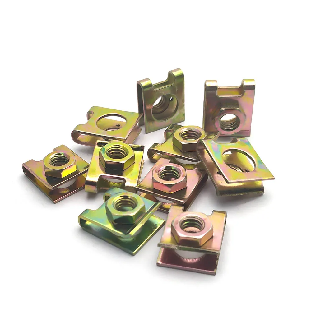 10pcs Colorful Car Motorcycle Scooter ATV Moped E-bike Plastic Cover Metal Retainer 6mm U-Type Clips with Nut M6