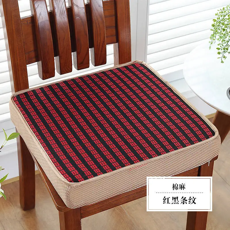 Striped linen red Уплотненный Поролоновый стул квадратная подушка для сиденья Подушка для офисного Кресла Подушка сиденья волнистое окно накладка на заднюю часть автомобиля подушка на стул для студентов - Цвет: Striped linen red