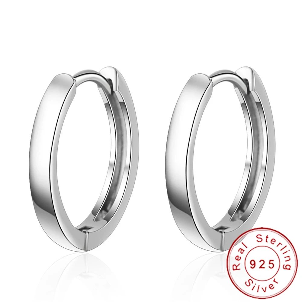 

Minimalist Solid 925 Silver Small Hoop Earrings Creole Huggies Classic Black Round Circle Ear Rings Ear Bone Buckle SE168