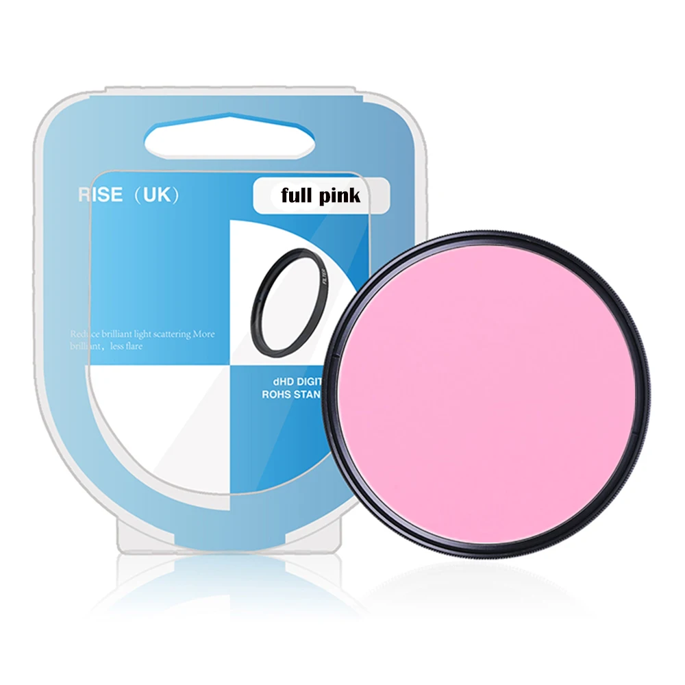 

RISE(UK) 49/52/55/58/62/67/72/77mm Ultra Slim frame Full Pink Color Filter with Box For DSLR SLR Camera Lens