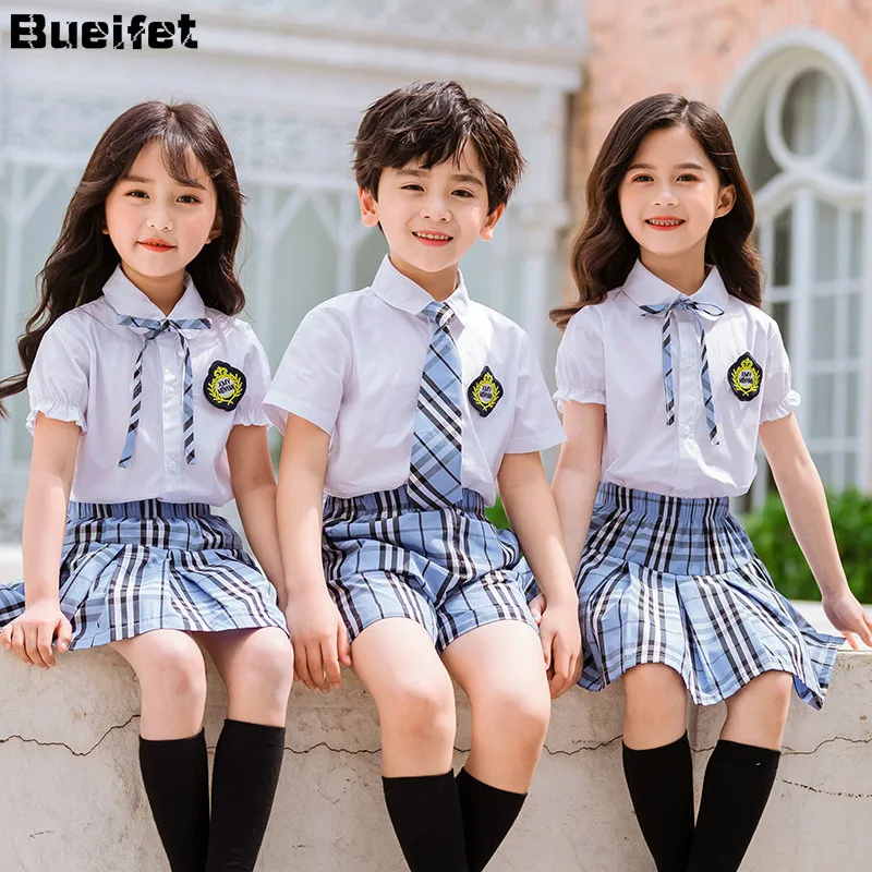 Kids Korean Style Kindergarten Primary School Uniforms Boys Girls Short