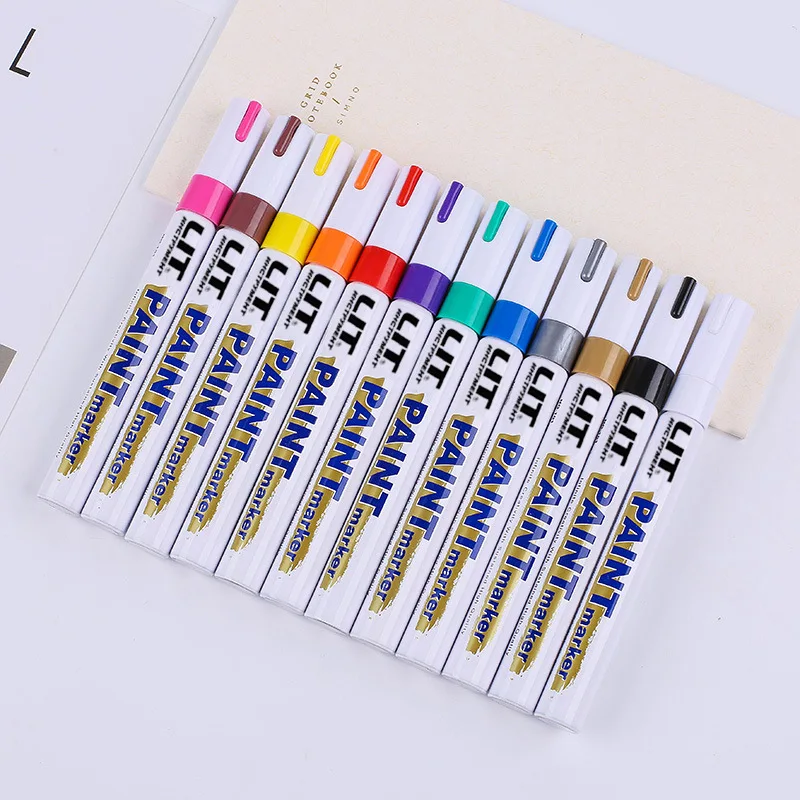 Marqueurs de peinture 12 couleurs, stylo marqueur Permanent Monochrome à  huile, séchage rapide, soins des pneus, bande de roulement CD métal verre -  AliExpress