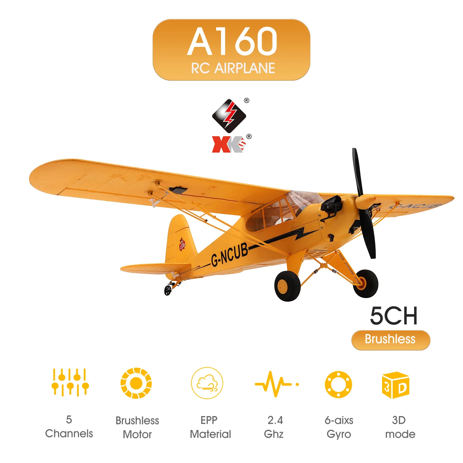 Goolsky Wltoys A160 RC Plane 5 Channel Brushless Remote Control Airplane for Adults Stunt Flying 3D 6G Mode Upside Down RC Aircraft