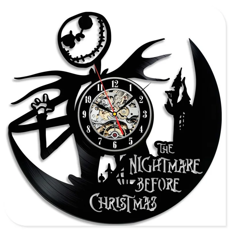 Хэллоуин Skellington черный виниловый CD 3D настенные часы Ночная кобыла перед рождественские украшения для поделок для дома