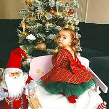 2 шт./компл. плед рождественское платье для девочек, бальное платье принцессы для детей для маленьких девочек фатиновые платья-пачки Рождественский год Красные платья для праздников для девочек Костюмы