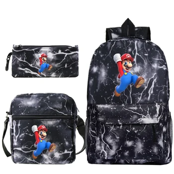 

3pcs/set Rucksack Students Girls Boys Knapsack Pretty Surprise Gift Schoolbag Super Mario Bros Backpack for kids teens