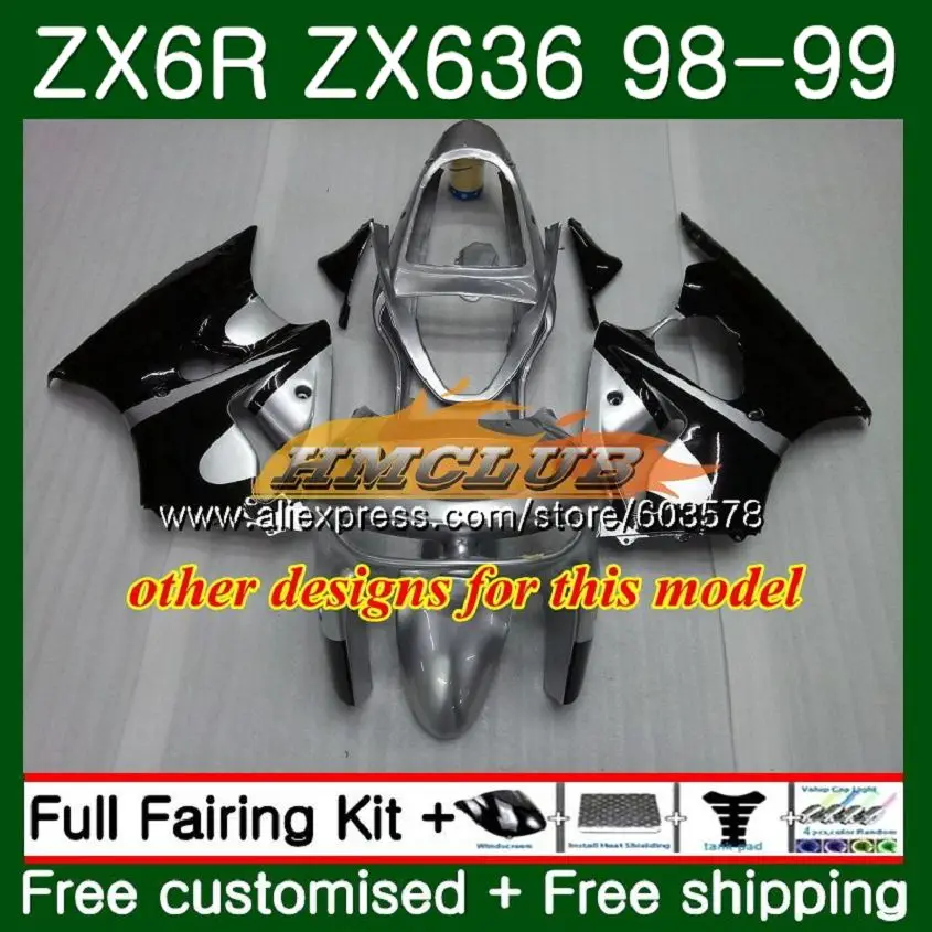 Корпус для KAWASAKI ZX-6R ZX-636 ZX600 ZX600CC 98 99 Зеленый blk 105CL. 34 600CC ZX636 ZX6R 98 99 ZX 636 ZX 6R 1998 1999 обтекатели