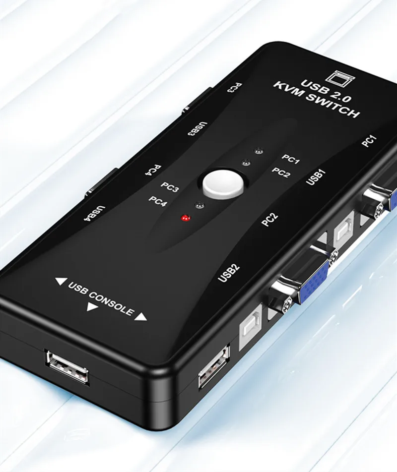 KVM коммутатор 4 порта VGA USB 2,0 концентратор, адаптеры Бесплатный привод 1080p интерфейс для проектора принтер ТВ коробка компьютер несколько ПК
