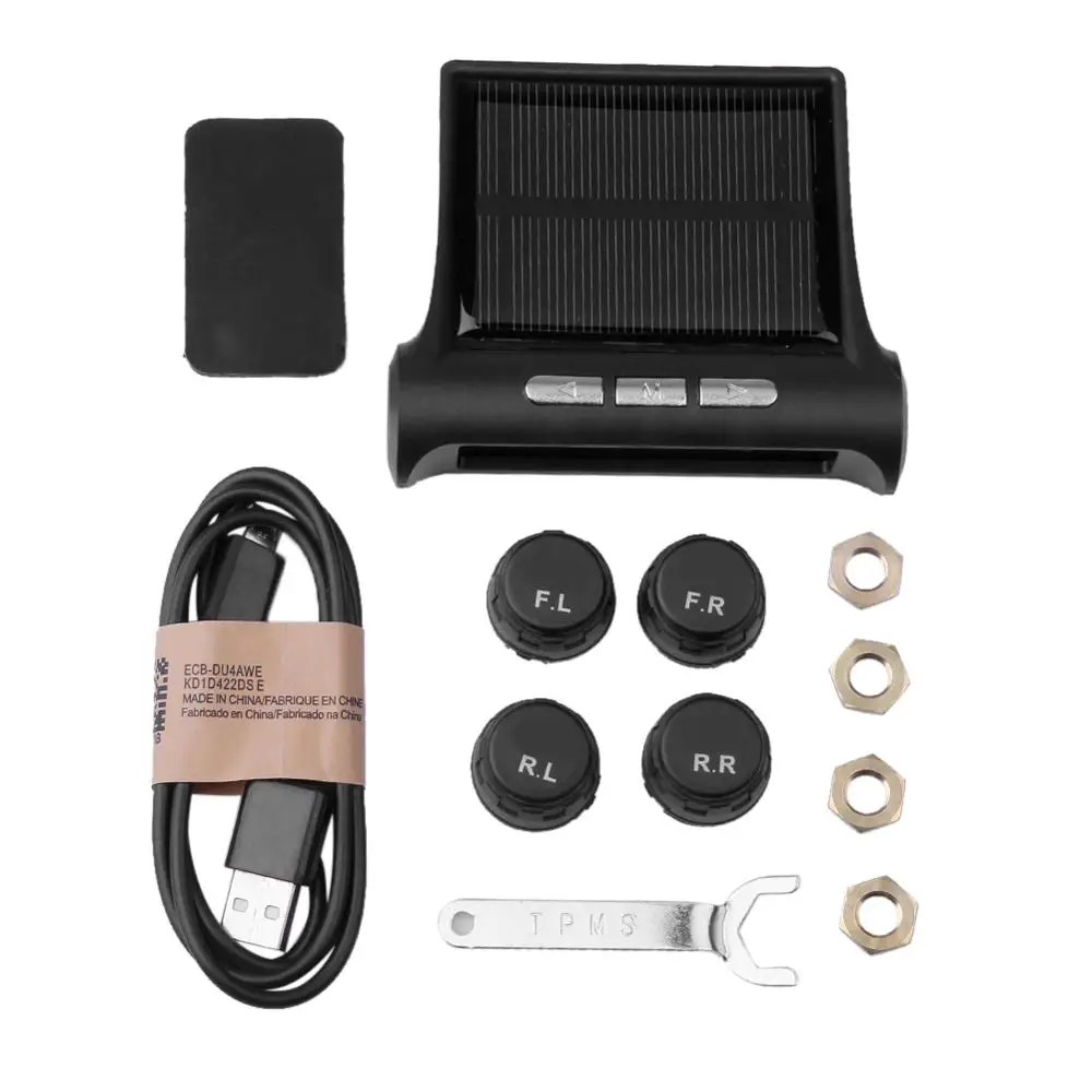 external Sensors Солнечная энергия ed Smart Car TPMS система контроля давления в шинах Солнечная энергия зарядка цифровой ЖК-дисплей Авто Охранная сигнализация - Тип: external Sensors