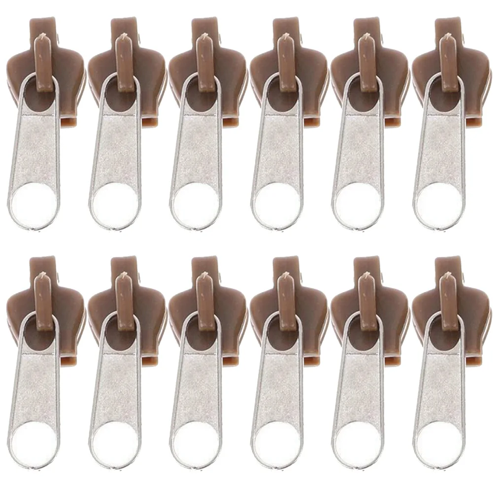 Brown 12pcs Новые 6/12 шт Универсальный Ремонтный комплект для ремонта молнии сменный слайдер молнии Съемник DO99 - Цвет: Brown 12pcs