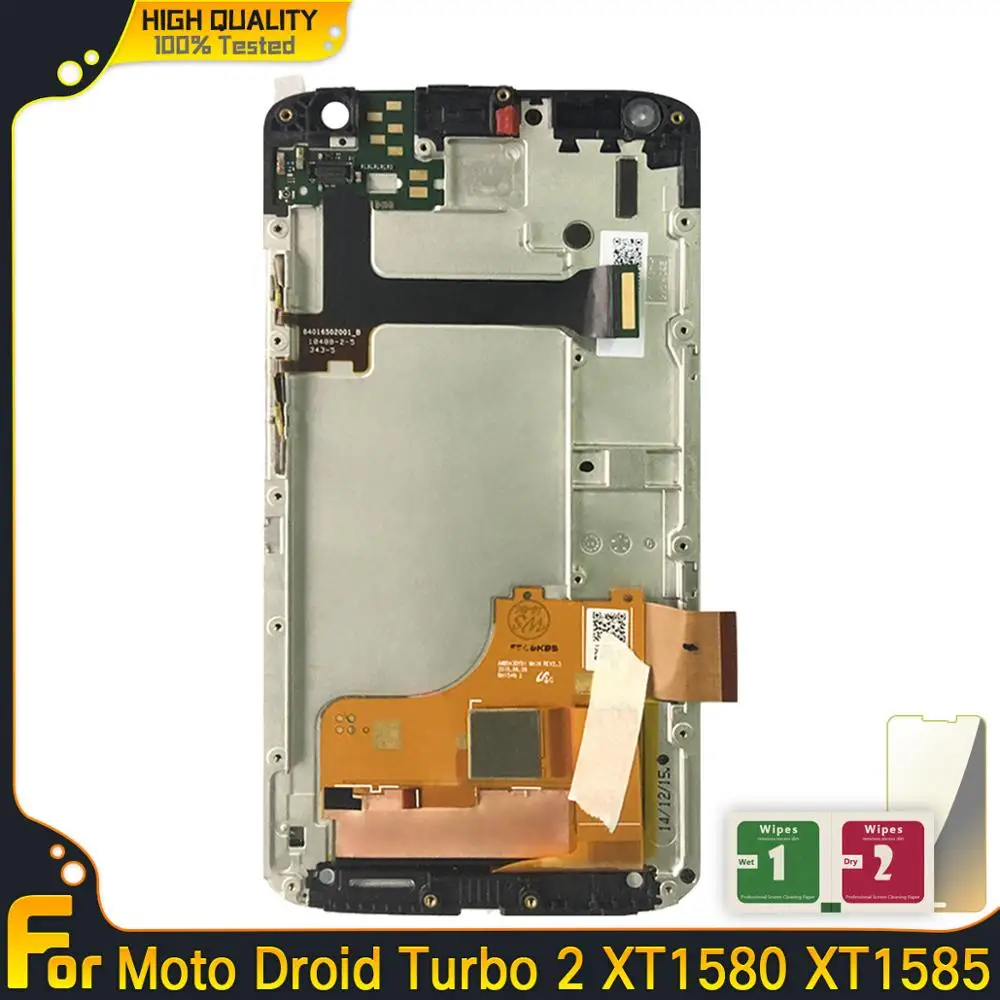 Lcds для Motorola Moto Droid Turbo 2 XT1580 XT1581 XT1585 с рамкой дисплей сенсорный экран дигитайзер сборка запасные части