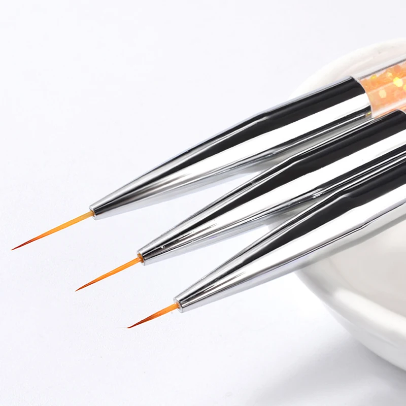 3 Pcs Nail Art Line Painting Pen Exquisite Vogue Sequin Stick Stripe Lines Pencil Detail Image Builder Drawing Brushes Tools