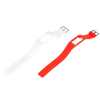 

2pcs Silicone Watchband Wristband Silicone Wriststrap Smart Bracelet Replacement for Polar Fitness Tracker - Red & White