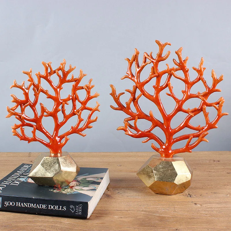 

Simple Creative Coral Resin Ornaments Simple Living Room Desktop Decor Craft Gift Figurine Home Decoration Accessories Miniature