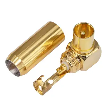 

10 Pieces Gold Brass TV Male Plug Connector Adapter Right Angle for 8.8mm Cable