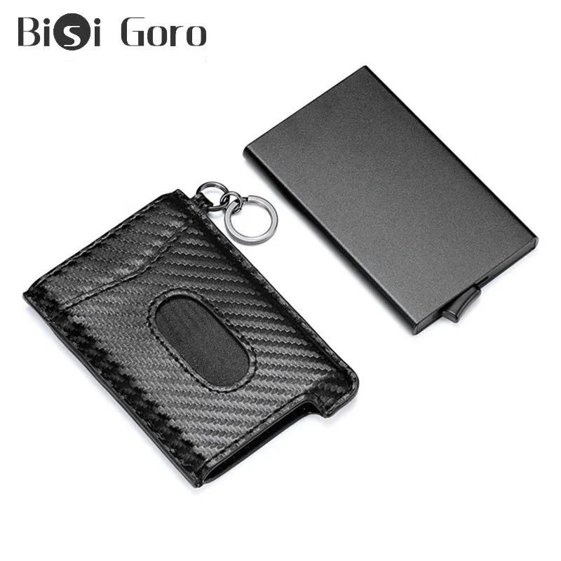 BISI GORO углеродное волокно RFID кредитный держатель для карт Anit-theft кошелек мужчин и