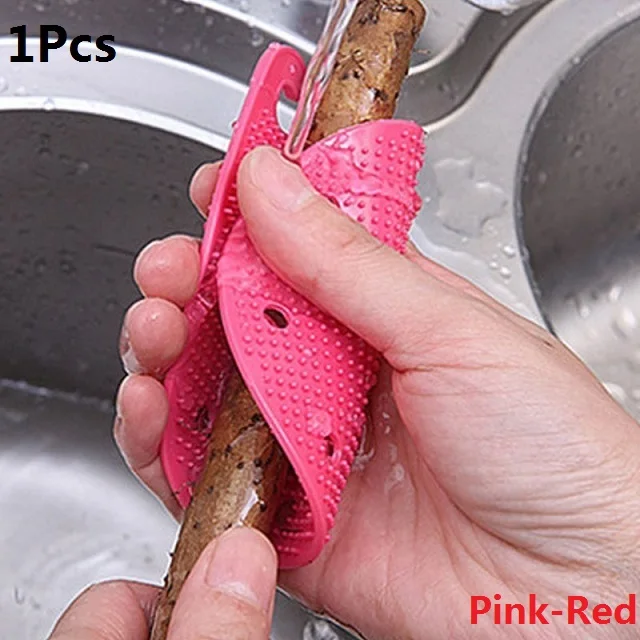 PinkRed Фруктовая щетка для овощей, многофункциональные аксессуары, кухонные гаджеты, защита рук, очистка грязи, новинка,, прекрасное качество - Цвет: PinkRed