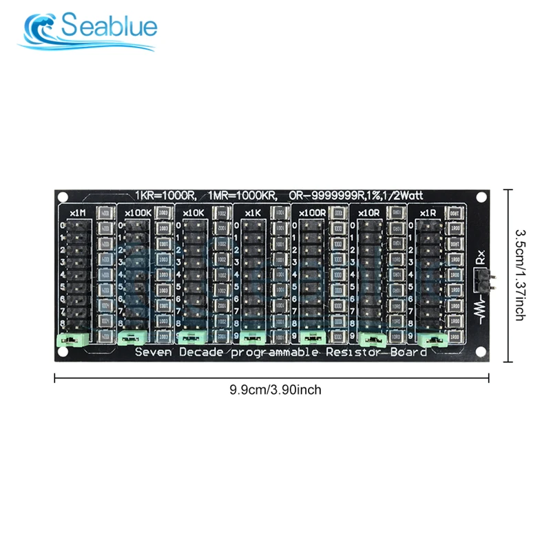 200V 7 Seven Decade 1R-9999999R Programmable Adjustable SMD Resistor Slide Resistor Board Step Accuracy 1R 1% 1/2 Watt Module
