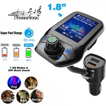 

FM Transmitter USB 5.0 AUX Cable Transmitter Receiver 2-in-1 Wireless Audio Adapter Dual USB Ports Car Charger FM Modulator