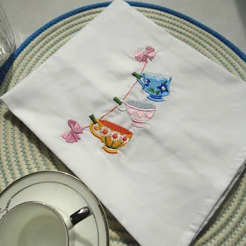 

6pcs/lot Absorbent Embroidered Cloth Table Napkin Kitchen Tea Towels Photography Props 45x70cm