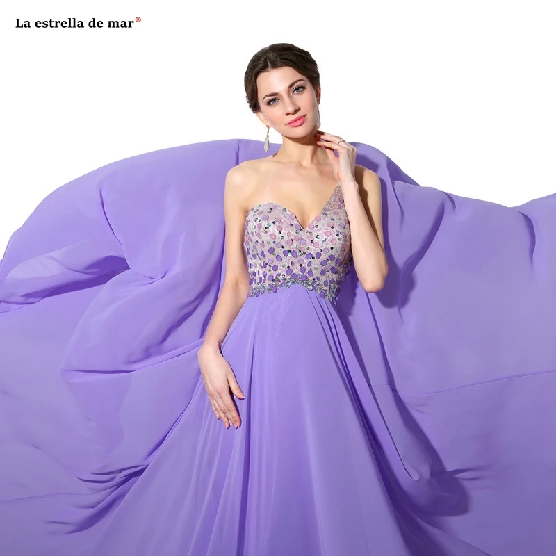 Vestido madrinha шифоновый кристалл на одно плечо сзади ТРАПЕЦИЕВИДНОЕ Лавандовое платье подружки невесты длинный халат custom d'honneur на заказ