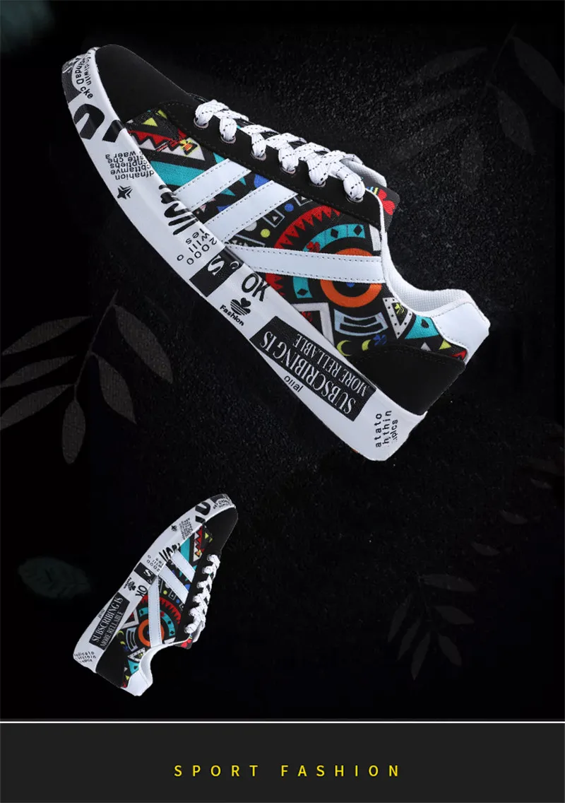 HOVINGE Summer Woman Sneakers White Casual Shoes Lovers Printing Fashion Flat Ladies Vulcanized Shoes