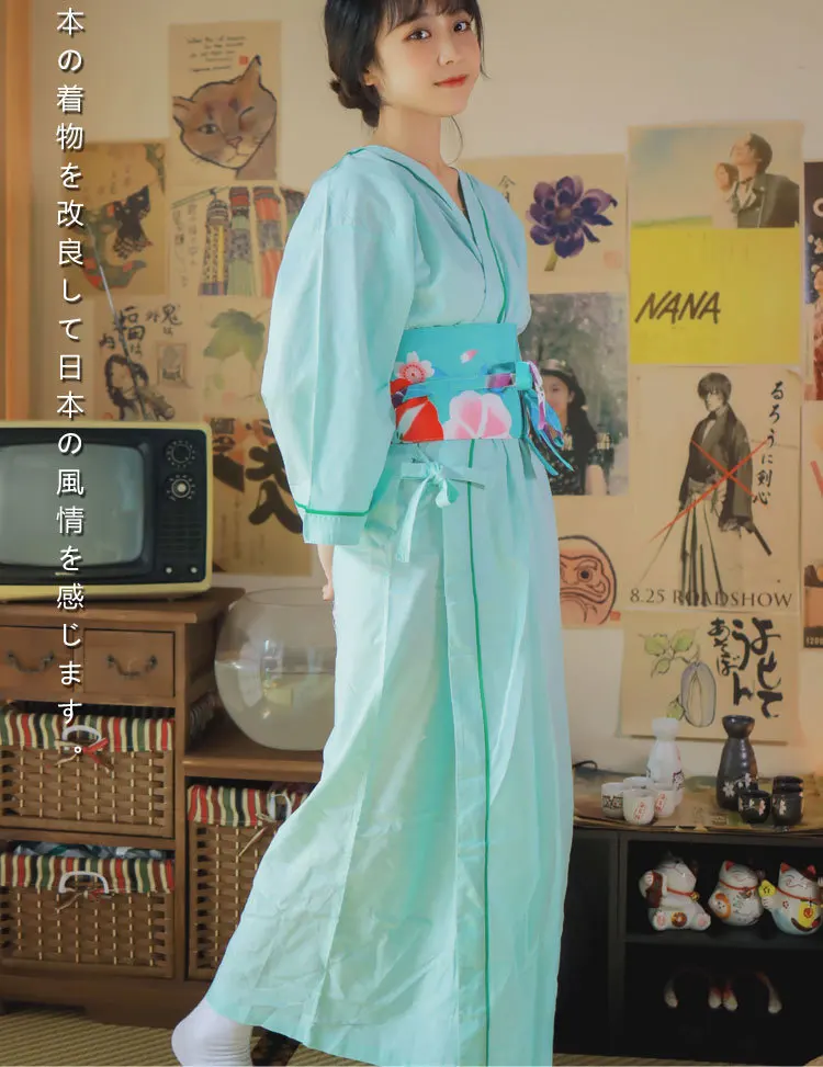 Кимоно в японском стиле, юката кимано, женское весеннее кимоно, домашняя одежда, японский халат, ночная рубашка самурая