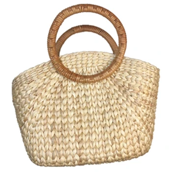 

ASDS-Women Summer Handbag Female Bohemian Beach Straw Bags Vintage Designer Lady Travel Rattan Knitted Casual Tote