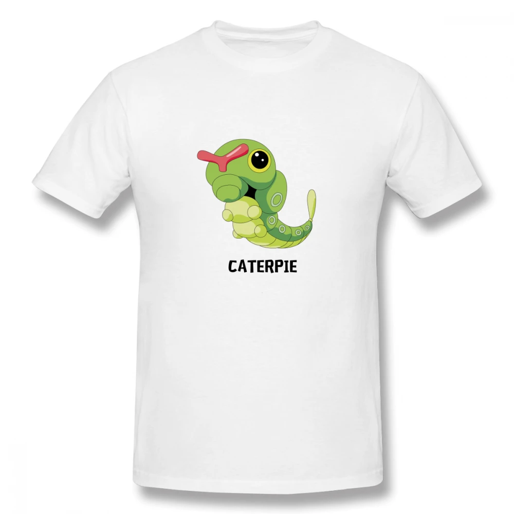 

Men T-Shirts Summer Men's Basic Short Sleeve T-Shirt Casual Cotton Pokemon Caterpie printing t shirt men tee shirt 4XL 5XL