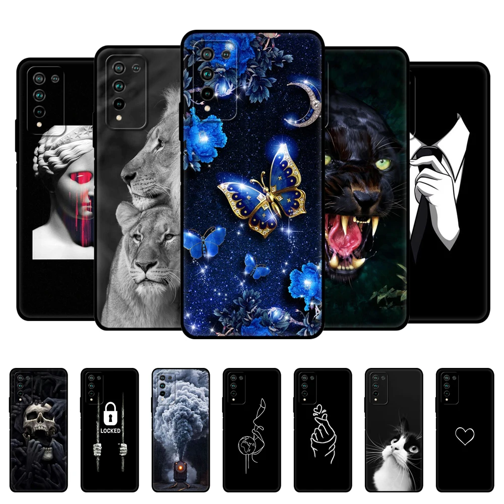 For Honor 10X Lite Case Silicon Soft Back Cover Phone Bumper 10XLite Funda Etui black tpu case | Мобильные телефоны и