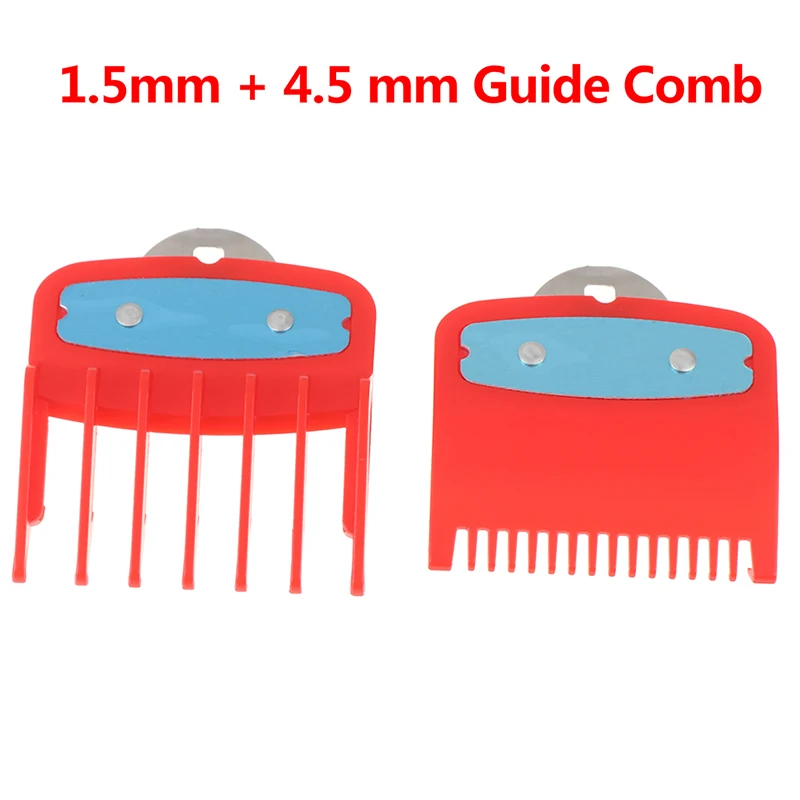 2Pcs(1.5mm+4.5mm) Guide Comb Sets 1.5 And 4.5 Mm Size Red Color Attachment Comb Set For Professional Clipper