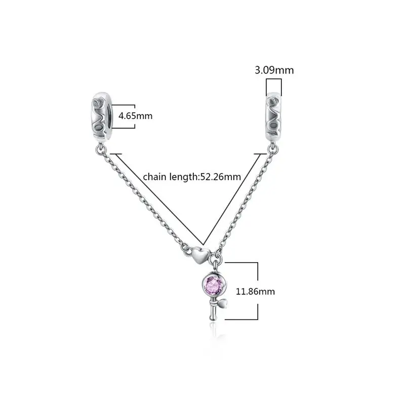 heart key chain DALARAN Fit Пандора талисманы браслет 925 пробы Серебряная цепочка безопасности с разделитель бисерная Подвеска DIY ювелирных изделий Berloque - Цвет: heart key chain