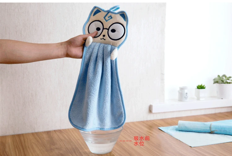 Kitchen cute hanging towel strong absorbent dish towel rag cartoon hand towel