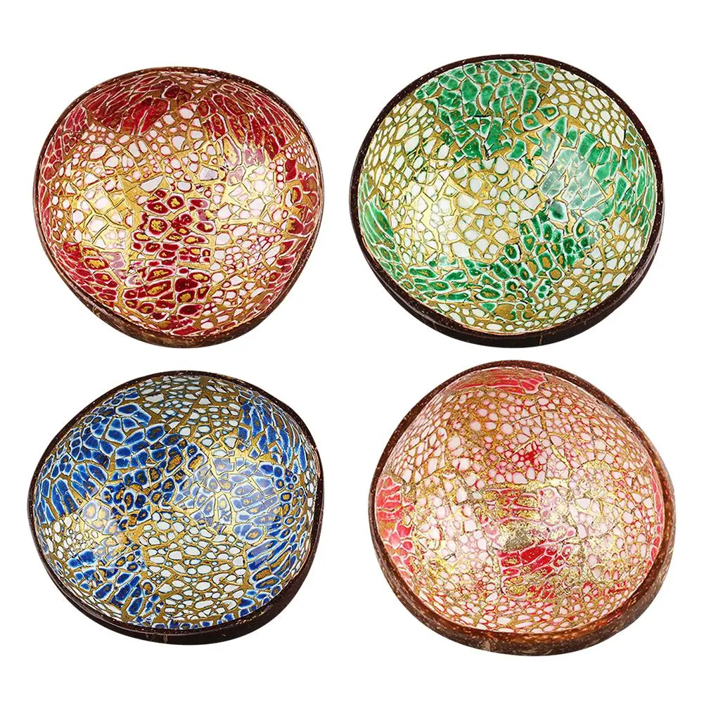 Красочный натуральный кокос окрашенная чаша настольные украшения для хранения Домашний декор ручной работы Кокосовая раковина салатник