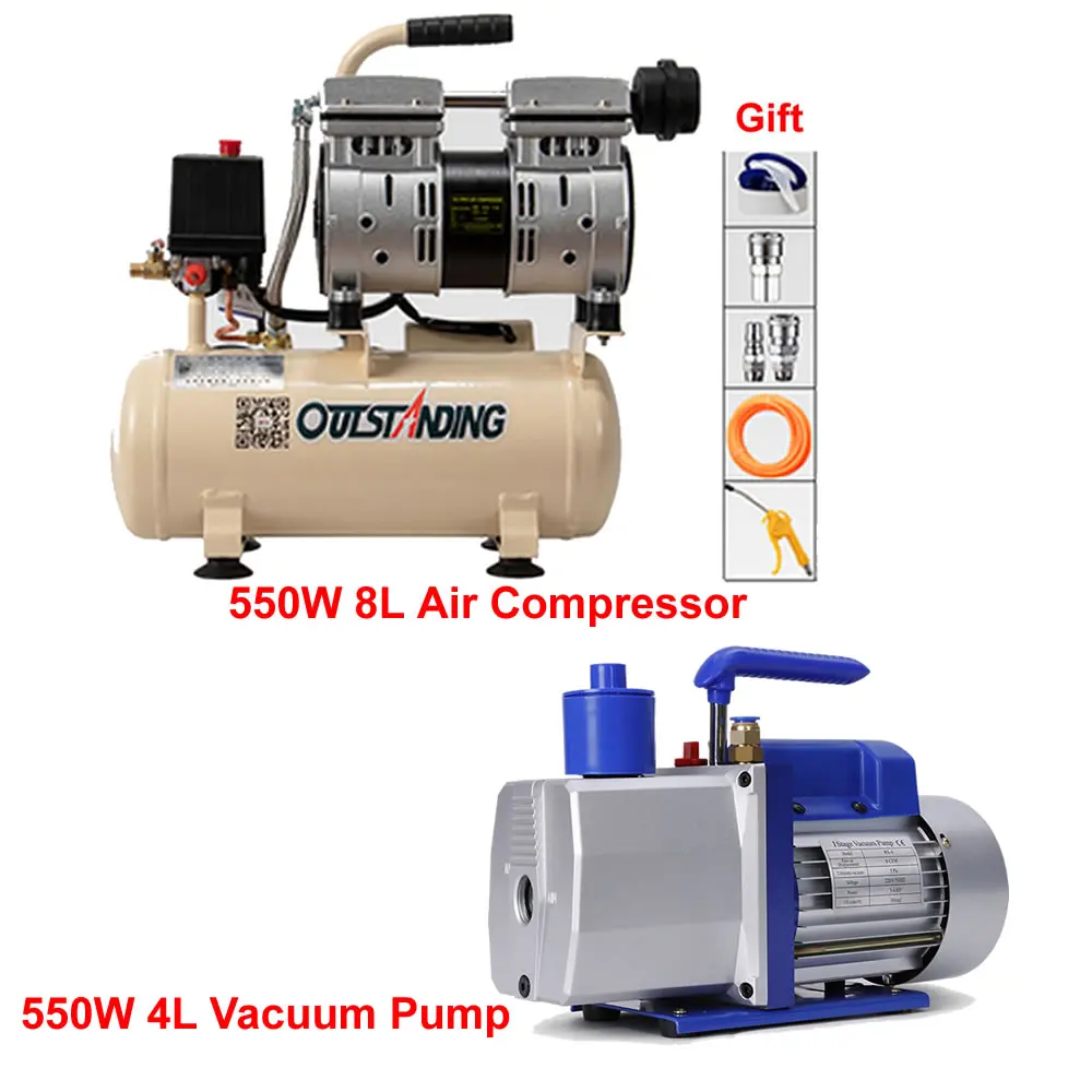 550W 8L 7 Bar Industrial Outstanding Oil-free Air Compressor 550W 4L Portable  Oil Vacuum Pump for OCA Laminator LCD Separator - AliExpress