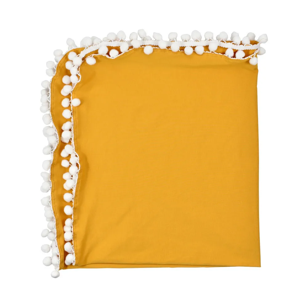 Одеяло для новорожденных мальчиков и девочек с помпонами, пеленка для сна, мини-одеяло, одеяло-конверт, домашний текстиль для украшения - Цвет: Yellow