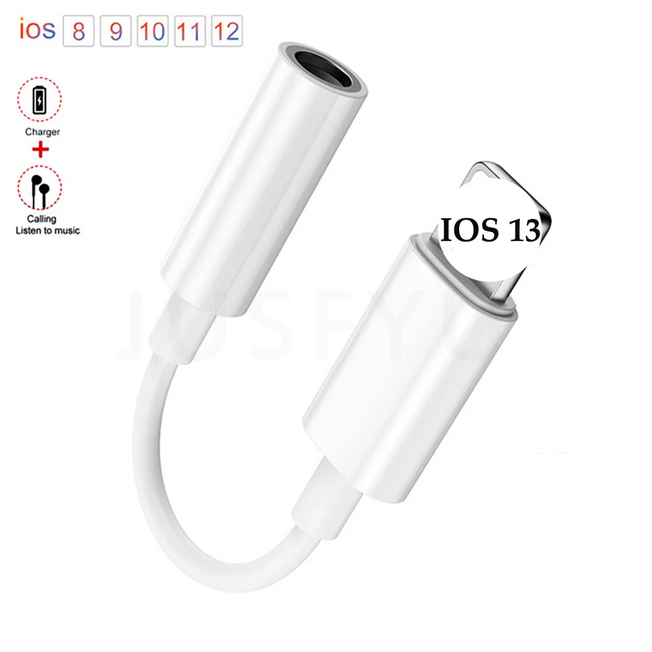 IOS 12.1 3.5MM Новая горячая распродажа IOS 13 3,5 мм 2 в 1 аудио наушники зарядка двойной адаптер для iPhone X XR XS MAX 11 7 8 Plus Aux кабель Jack адаптер - Цвет: IOS 12.1 3.5MM