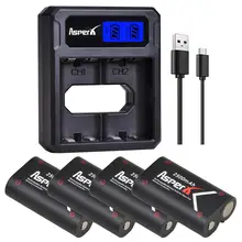 4x 2500mAh Xbox One 2500mAh Battery Bateria + LCD Dual USB Charger for Xbox One / Xbox One S/Xbox One X/Xbox One Elite Gamepads